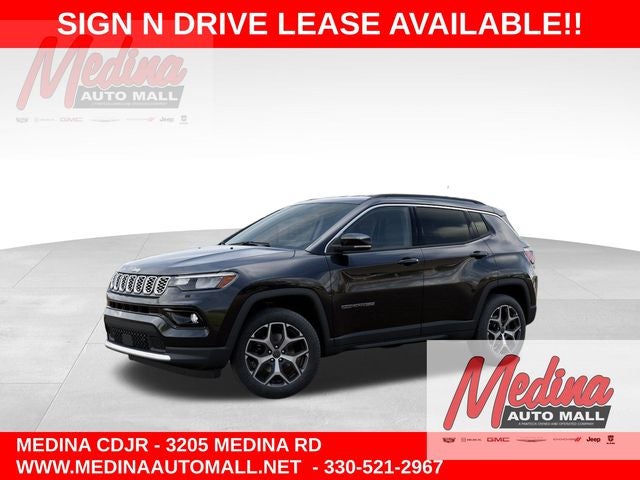 2026 Jeep Compass Limited in Diamond Black Crystal Pearl-Coat Exterior Paint — front three-quarter view