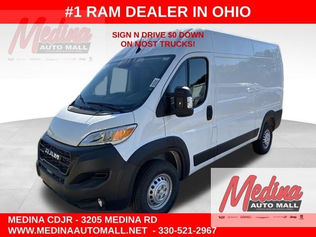 2026 RAM ProMaster 2500 High Roof in Bright White Clear-Coat Exterior Paint — front three-quarter view