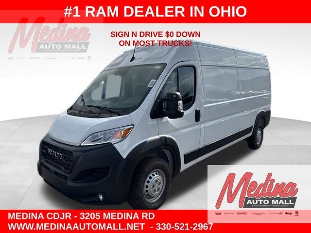 2026 RAM ProMaster 2500 High Roof in Bright White Clear-Coat Exterior Paint — front three-quarter view