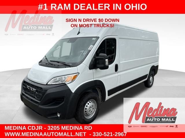 2026 RAM ProMaster 2500 High Roof in Bright White Clear-Coat Exterior Paint — front three-quarter view