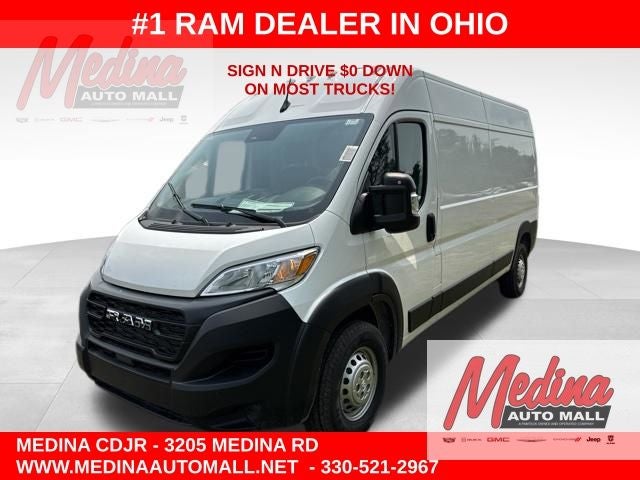 2026 RAM ProMaster 2500 High Roof in Bright White Clear-Coat Exterior Paint — front three-quarter view