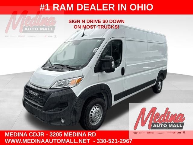 2026 RAM ProMaster 2500 High Roof in Bright White Clear-Coat Exterior Paint — front three-quarter view