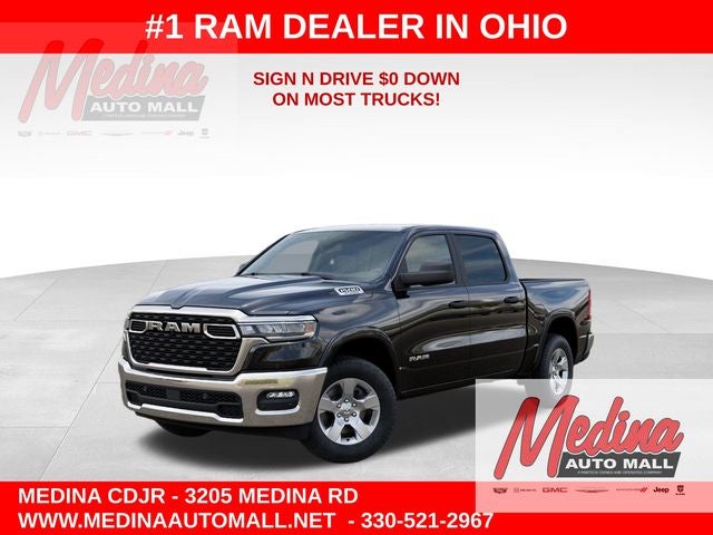 2026 RAM 1500 Big Horn/Lone Star in Diamond Black Crystal Pearlcoat — front three-quarter view