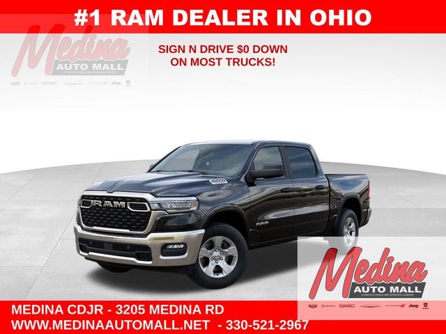 2026 RAM 1500 Big Horn/Lone Star in Diamond Black Crystal Pearlcoat — front three-quarter view