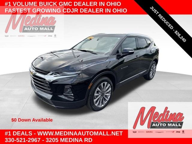 2022 Chevrolet Blazer Premier in Black — front three-quarter view