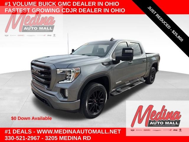2021 GMC Sierra 1500 Elevation in Satin Steel Metallic — front three-quarter view