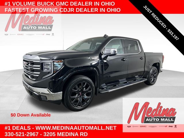2023 GMC Sierra 1500 SLT in Onyx Black — front three-quarter view