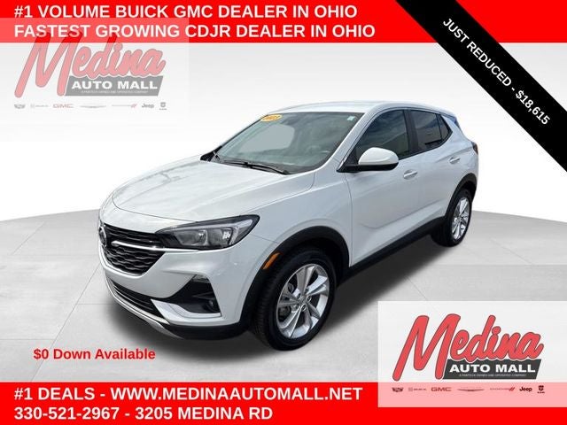 2023 Buick Encore GX Preferred in Summit White — front three-quarter view