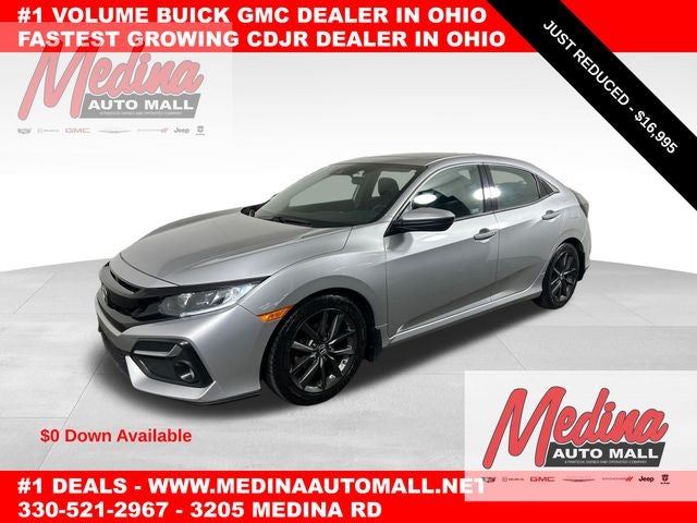 2020 Honda Civic EX in Lunar Silver Metallic — front three-quarter view